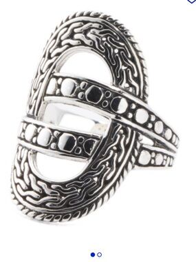 Annika Witt Sterling Silver Oxidized Open Oval Textured Ring - Silver